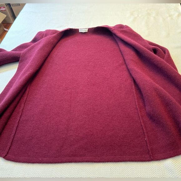 Vintage Calvin Klein burgundy maroon cardigan sweater with shoulder pads Large - Picture 8 of 9